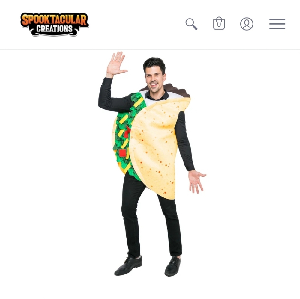 Spooktacular Creations Men's Taco Costume - Green and Tan Standard Size NWT